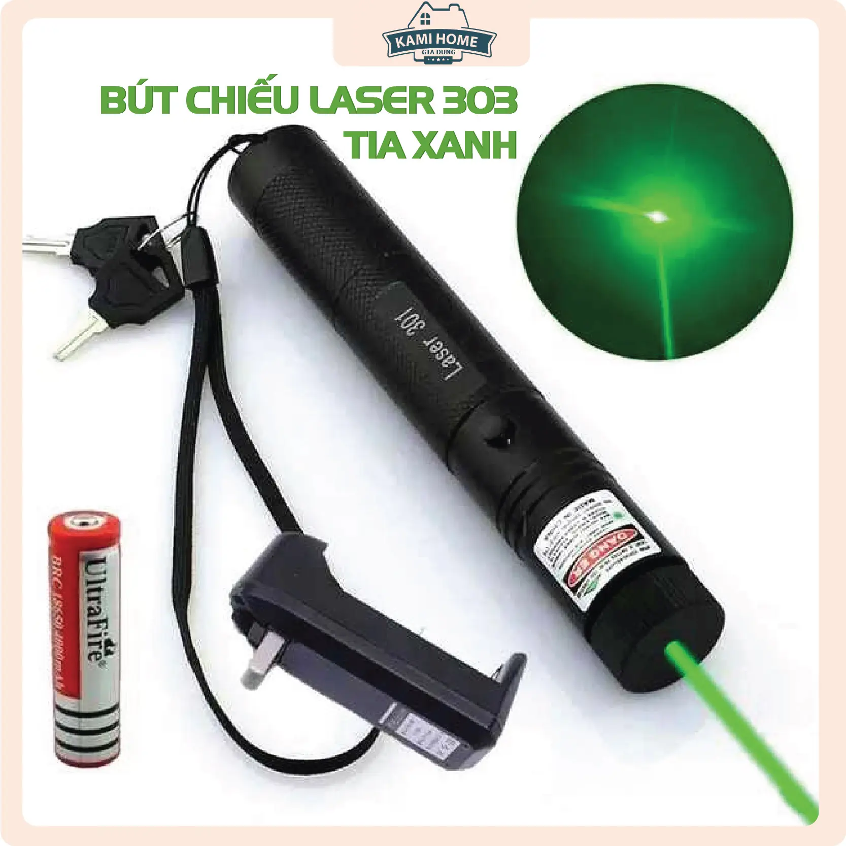 #1 Đèn Laser - bút chiếu laser 303 ThaiLand tia xanhchiếu sáng công suất lớn chiếu xa 3km