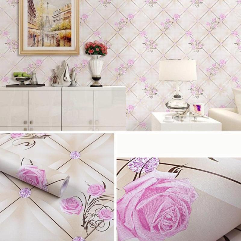 giấy dán tường có sẵn keo mẫu hoa hồng tím (kt dài 10met rộng 45cm) giay dantuong 1