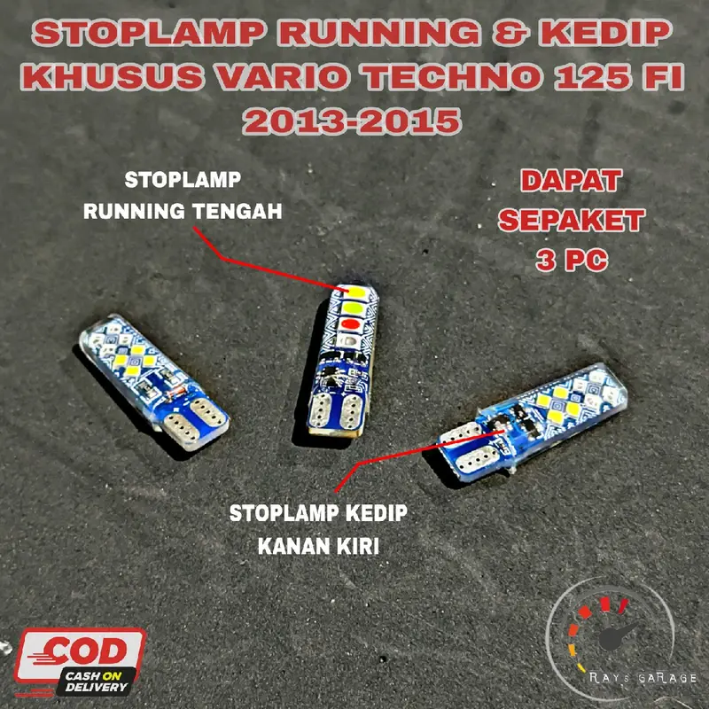 L3D STOPLAMP VARIO T3CHNO 125 FI 2013 SAMPAI 2015 RUNNING KEDIP Motor Karet Lampu Motorcycle 1
