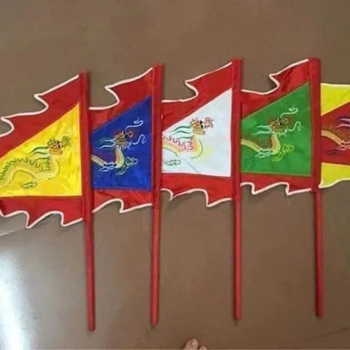 Cờ chéo ngũ phương thêu rồng 2 mặt 0