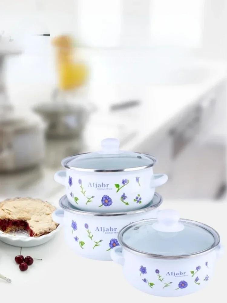 Product Introduction of Pink Kitchen Soup Pot Cooking Food Prefered Small Ramen Stock Pot Noodle Cute Glass Lid Pote Mantimentos Pot Groceries OB50DG Cookware Classic Enamel 12