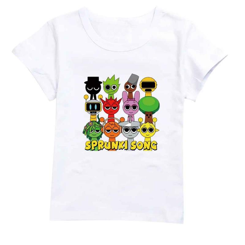 Áo thun trẻ em Áo POLYCOTTON mát mịn In Hình SPRUNKI SONG cho bé trai và bé gái Vải Cotton Baby Tee Women Top Voi Cổ Tròn Heart áo  baby áo  baby áo  len Flower 8