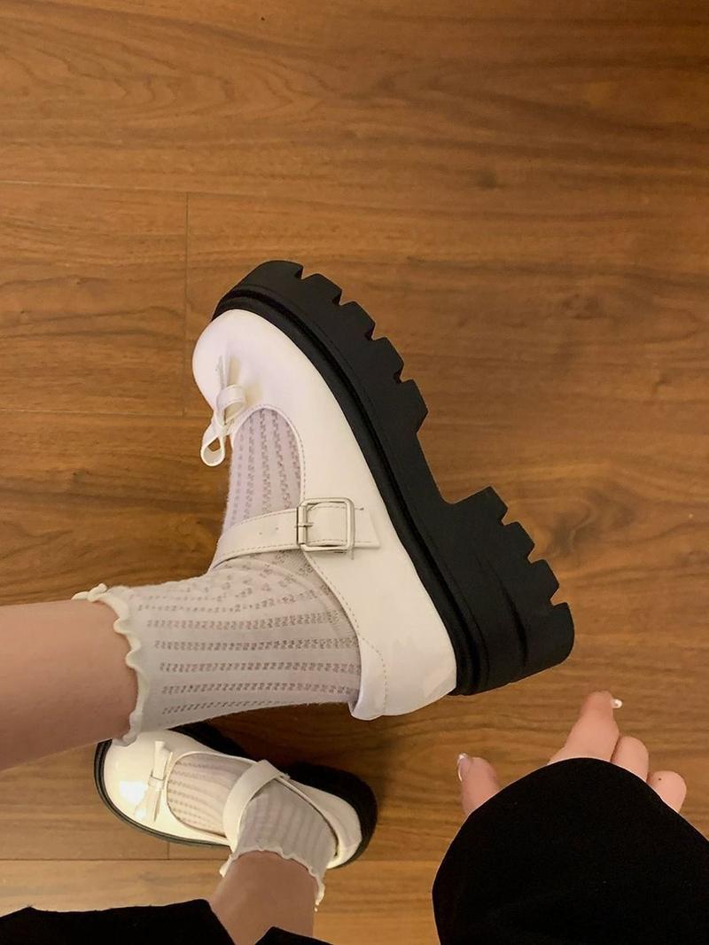 Product Introduction of [ ​ lolita shoes]Platform Mary Jane Shoes for Women British Style 2024 New Spring Autumn Japanese Style Bowknot Lolita Single Shoes[Lolita shoes] 5