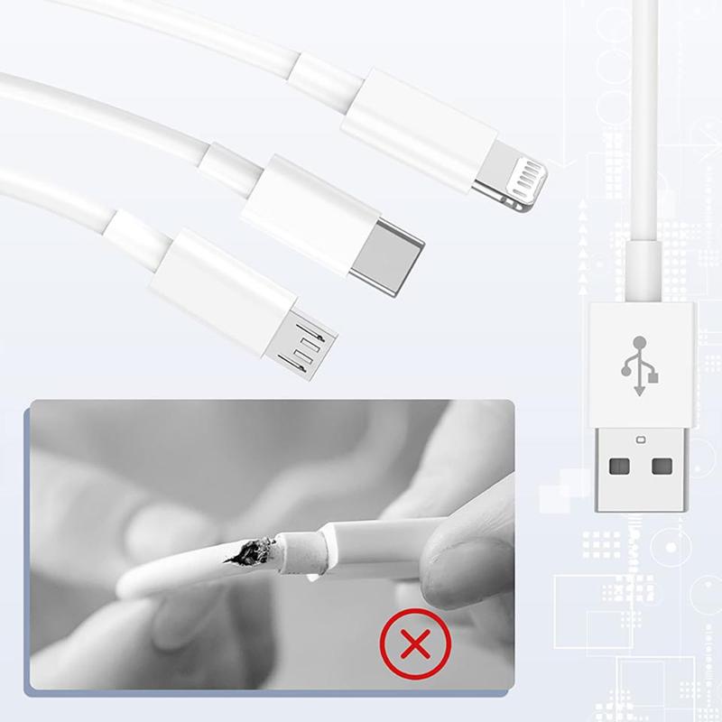 Product Introduction of 3 in 1 Original 6A Fast Charger Wird Cord For iPhone 11 13 14 Pro Max 8 Xiaomi Huawei USB To Lightning Micro Type C Quick Cable 2