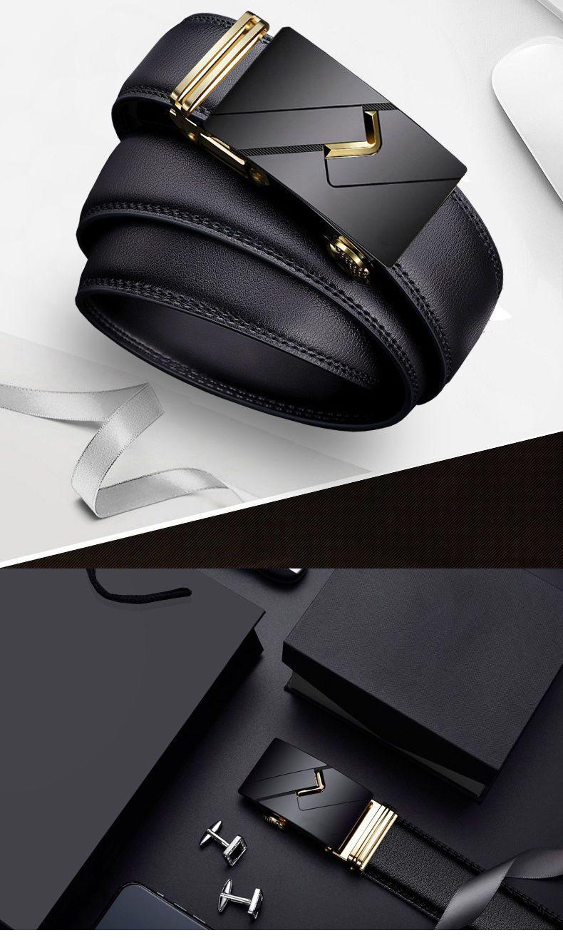 Product Introduction of Men's Leather Belt Automatic Buckle Cowhide Belt Korean Fashion Men's Casual Business Men's Youth Pant Belt 3