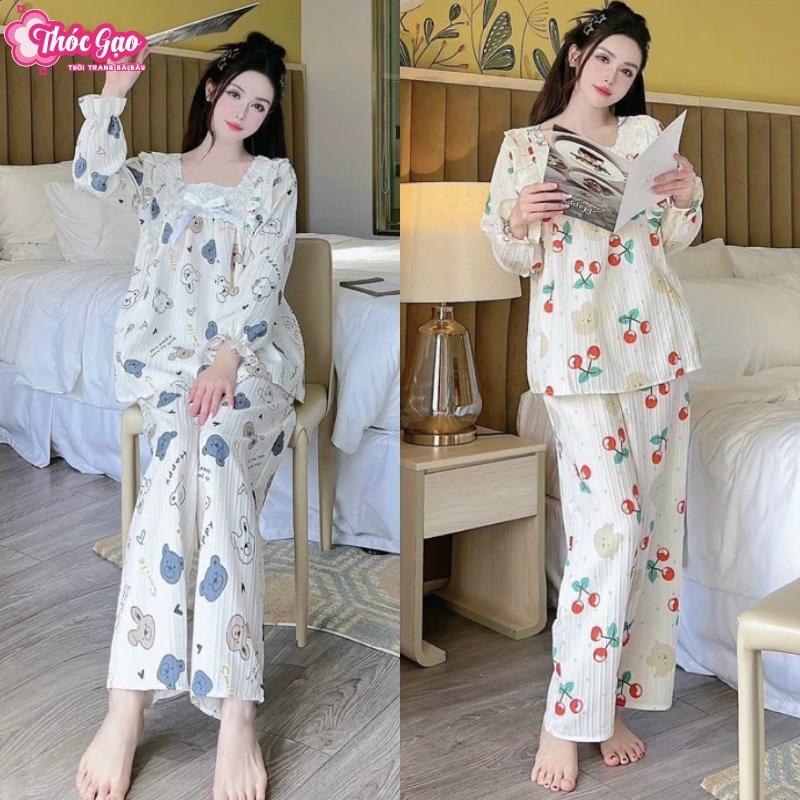 COMBO 2 Bộ Bầu - Bộ Sau Sinh Chất Đũi Gân Cổ Vuông Ren - Áo Có Khoá Kéo Quần Có Chun Chỉnh - Freesize Dưới 72kg - Váy Bầu Đầm Bầu X003 - Valentine