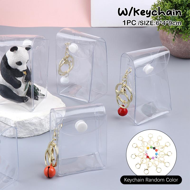 Product Introduction of Mini Anime Doll Display Bag Transparent Coin Purse Pendant Square Pouch Organizer Wallet Key Lipstick Earphone Storage Bag 34