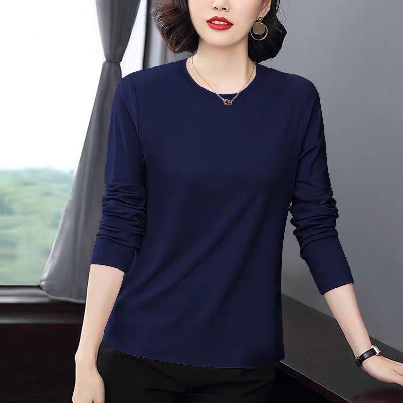 Product Introduction of Áo thun dài tay màu trơn cho mẹ trung niên 2024 Áo nữ mùa thu và mùa đông có thể mặc bên trong Áo lớp cơ bản mặc bên trong quần áo mùa thu cho người trung niên và cao tuổi 9