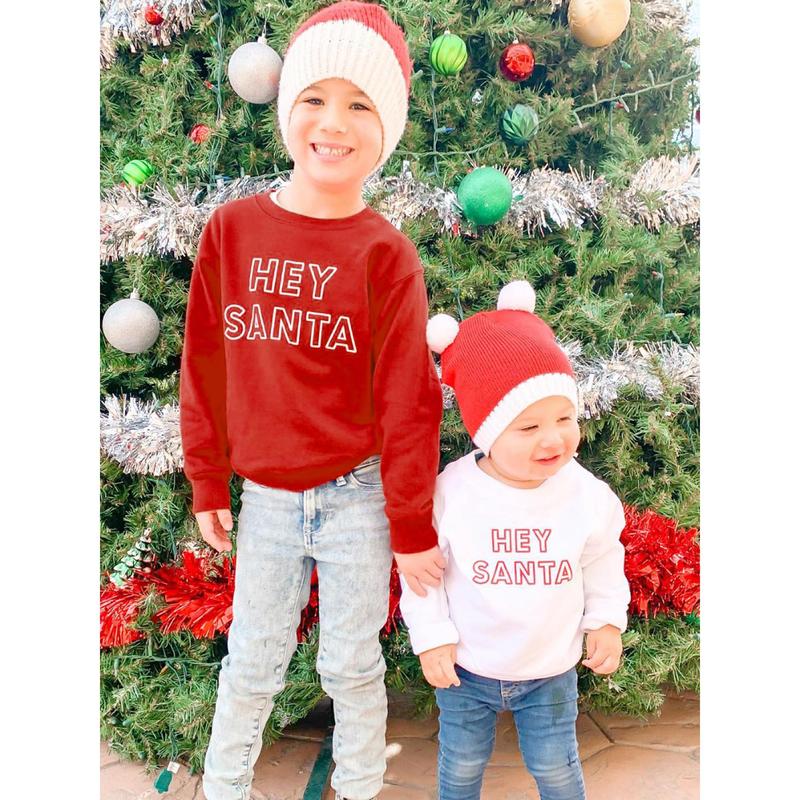Kids Christmas Letters Printing Sweatshirt, Crew Neck Pullover 5