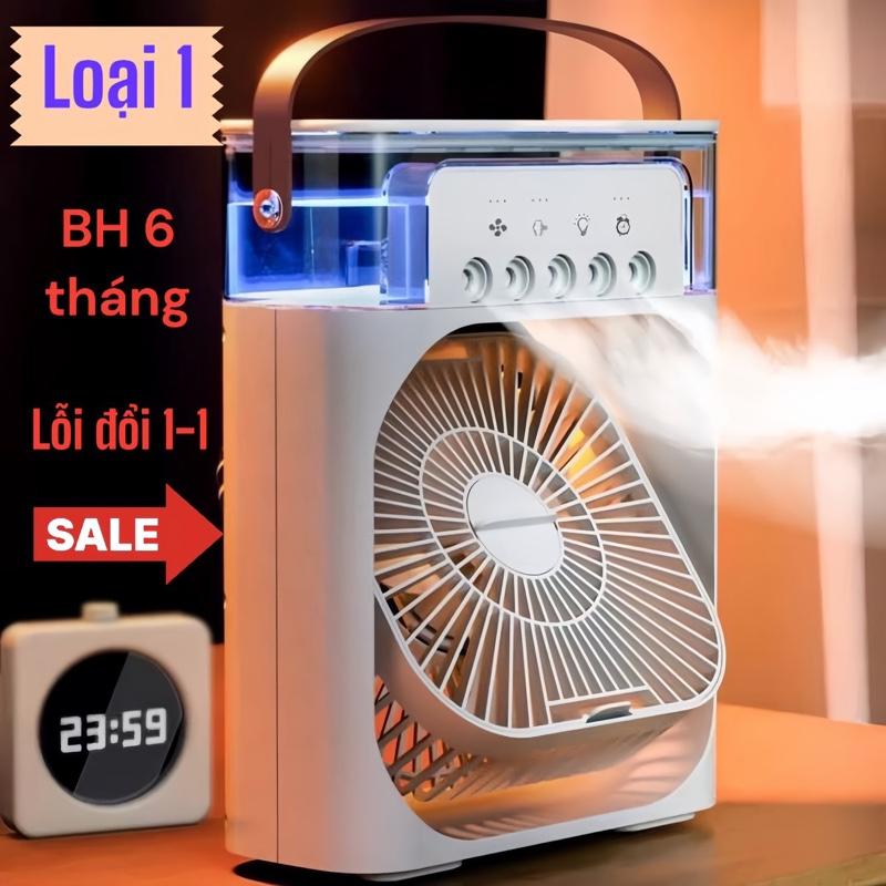 Quạt phun sương Loại 1 BH 6 tháng mất điện có thể cắm vào cục sạc dự phòng.