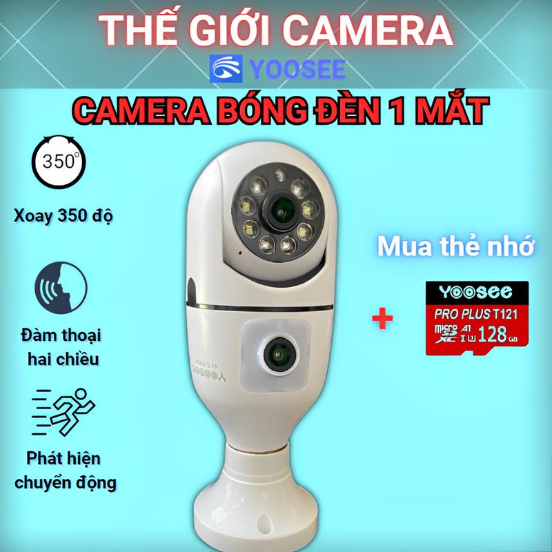 CAMERA YOOSEE BÓNG ĐÈN 2 MẮT FHD 6.0M - XEM 2 KHUNG HÌNH CÙNG LÚC - 1 MẮT CỐ ĐỊNH, 1 MẮT XOAY 350 ĐỘ - ĐÀM THOẠI 2 CHIỀU - BÁO ĐỘNG CHỐNG TRỘM - HÌNH ẢNH RÕ NÉT