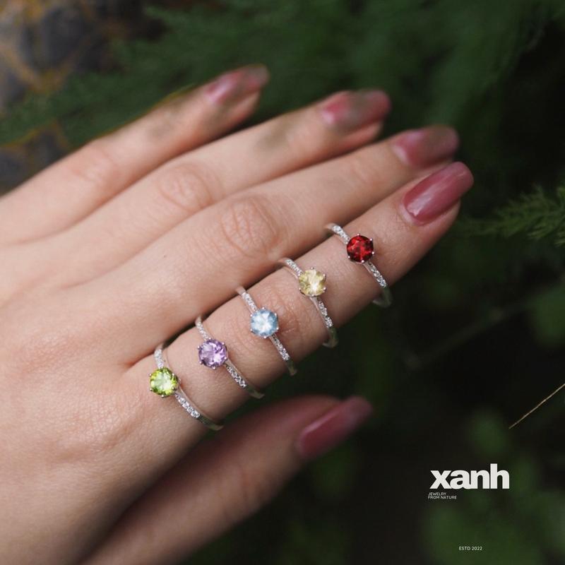 Nhẫn Lưu Ly đá thiên nhiên đa sắc lấp lánh thanh lịch sang trọng - Xanh Jewelry Hoa topaz đá garnet đỏ nhẫn garnet nhẫn đá garnet đỏ chính hãng nhẫn thạch anh tím