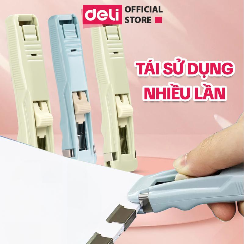 Kẹp giấy 8 ghim thép cố định không gỉ Deli - Dập ghim tài liệu học sinh sinh viên, hồ sơ văn phòng người đi làm tiện dụng
