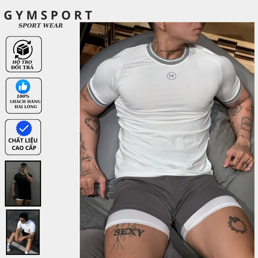 SET QUẦN 2 LỚP KÈM ÁO THỂ THAO FORM SLIMFIT- TẬP GYM ,CHẠY BỘ, CHƠI THỂ THAO