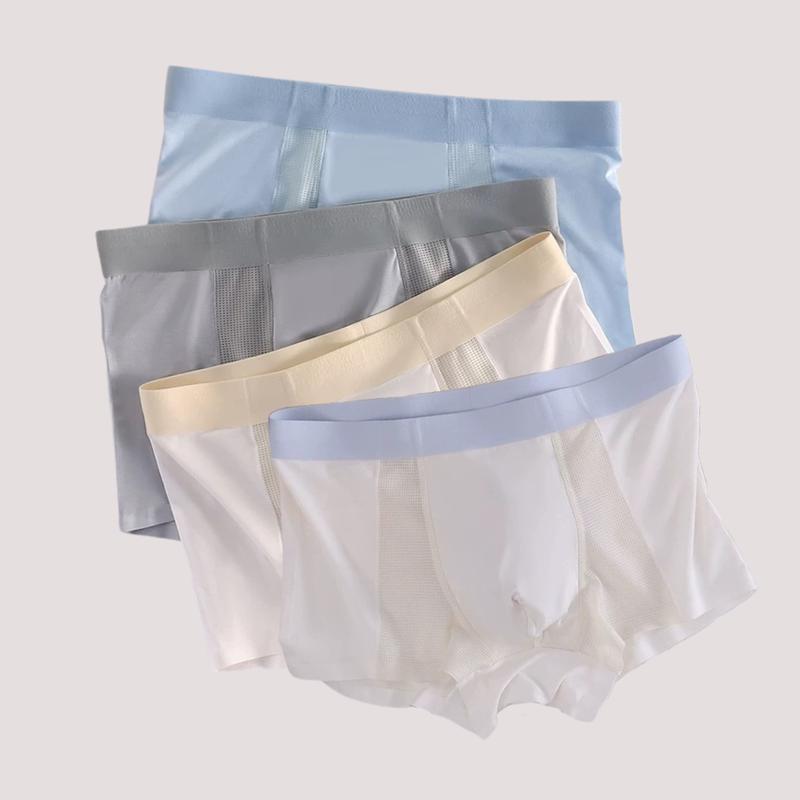 Sét 4 quần sịp nam boxer VENT SILK thun lạnh cao cấp quần xì co dãn đàn hồi mềm mịn thoáng khí Menswear Quần Boxer Quần Lót Nam