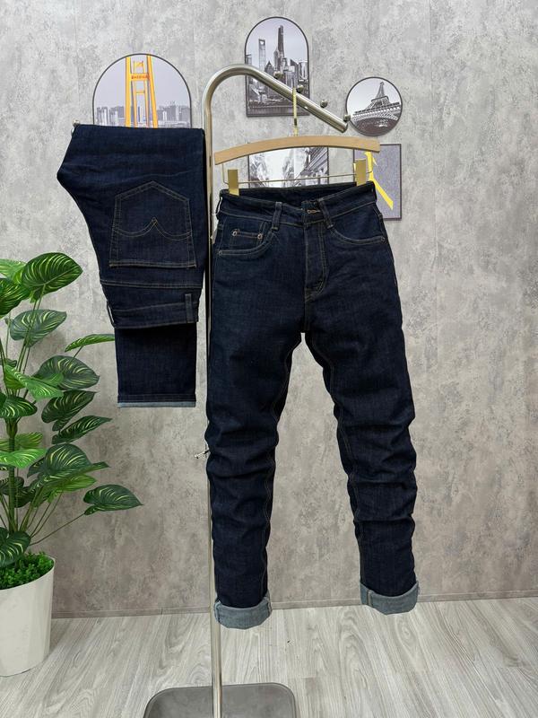 Quần Jean Nam Ống Suông Màu Xanh Đậm Chỉ Vàng MS_LV01, Chất Vải Cotton - Menswear, Pants 0
