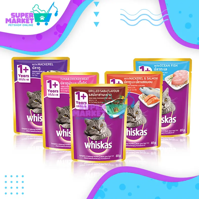 WHISKAS pouch adult & junior 85gr - Makanan Basah Kucing