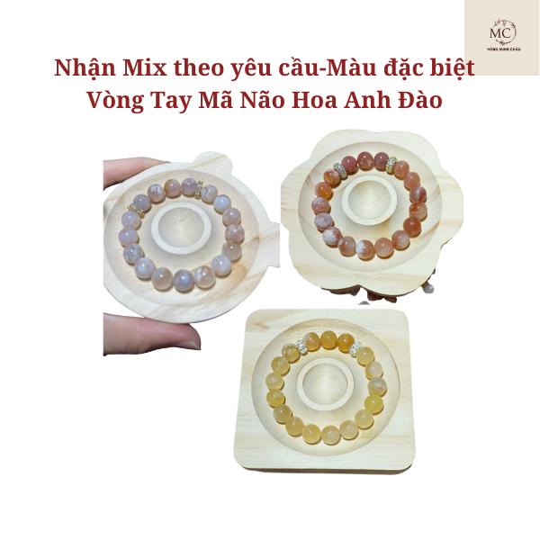  Vòng Tay Mã Não Hoa Anh Đào Chuỗi Hạt Đá Tự Nhiên-màu đẹp VIP 