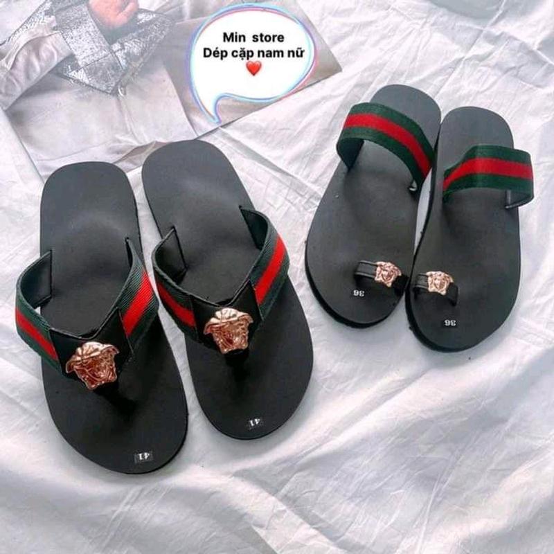 dép nam nữ (gia tien 1d) . dép  cặp . dép tình yêu. phối dù xanhSandal Cao Su Đế Bằng Đồng DéP Jean 0