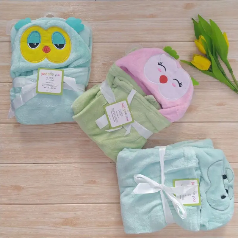 Selimut Bayi topi karakter lucu / selimut bayi Double flace