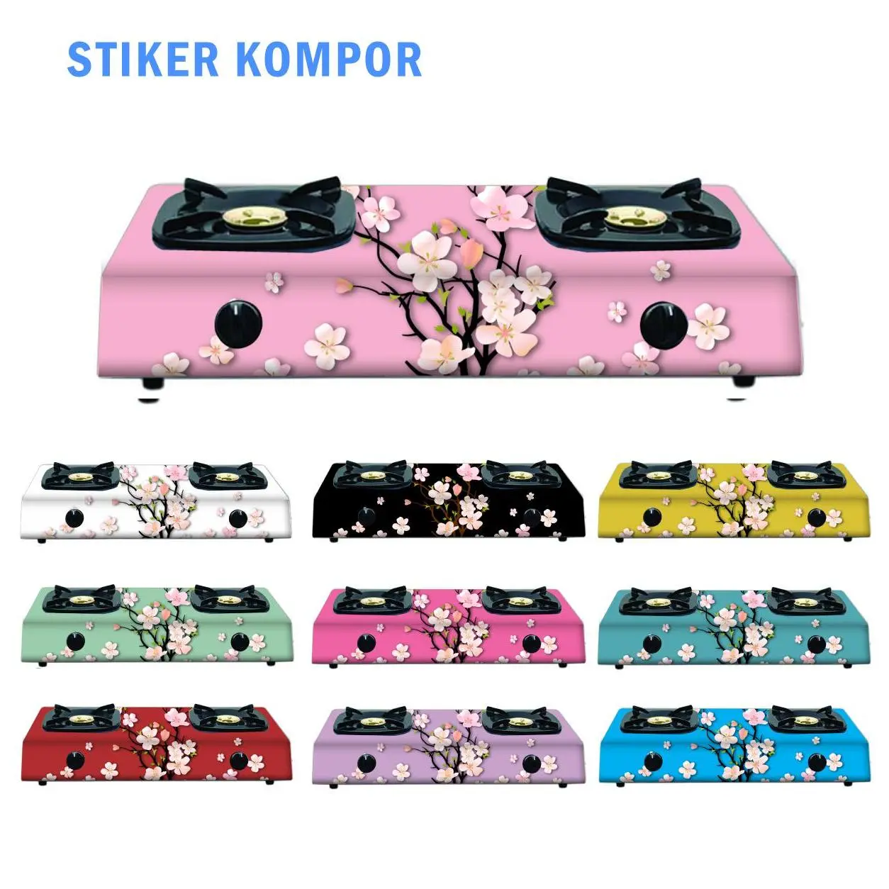 WWS Stiker Kompor 1 Tungku atau 2 Tungku Motif Sakura