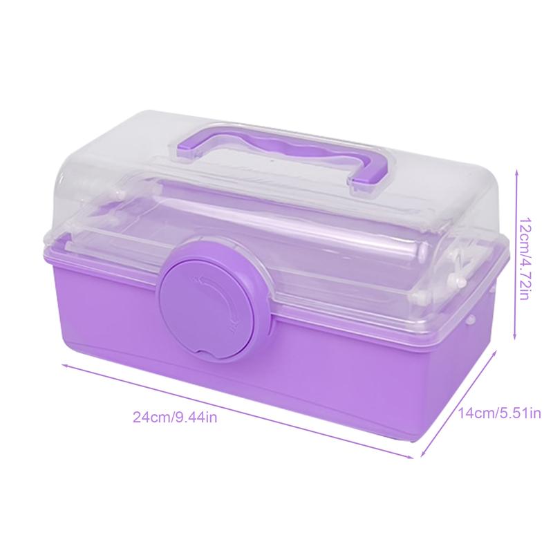 Hộp lưu trữ đa chức năng, 3 lớp, màu hồng và tím, hộp Cầm Tay hộp đựng phụ kiện kim cương, dụng cụ, người lớn và trẻ em có thể xử lý, người Sắp Xếp đồ gia dụng 2