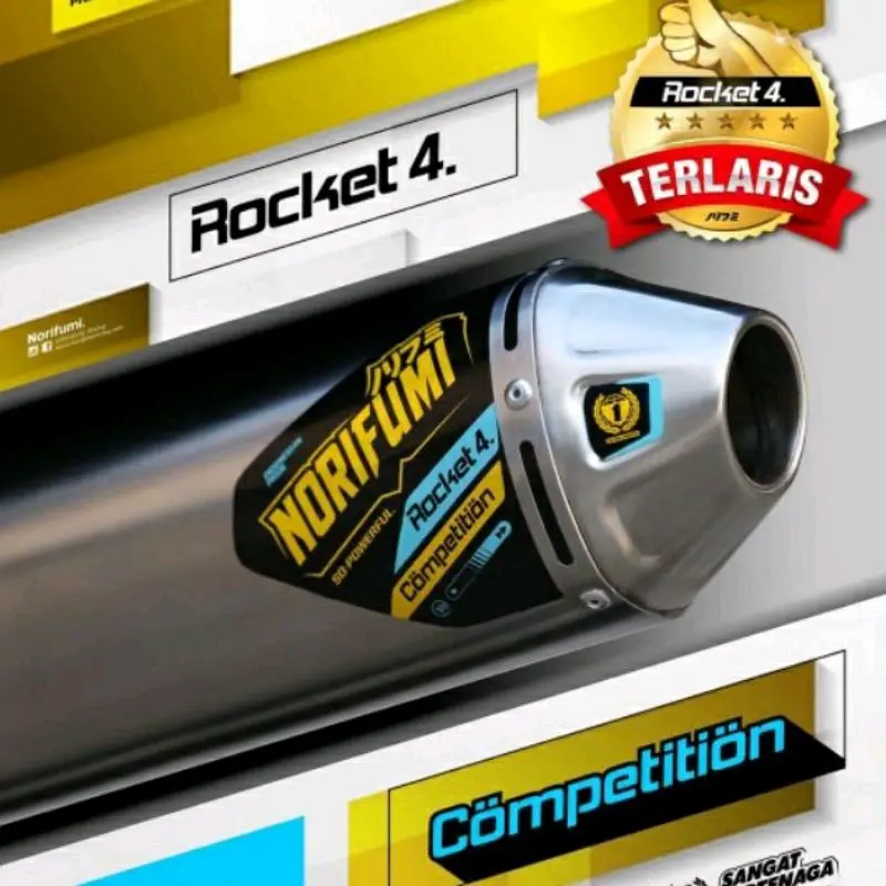 Knalpot Norifumi Rocket 4 warna blue competition fullset PNP KLX-D Bulat