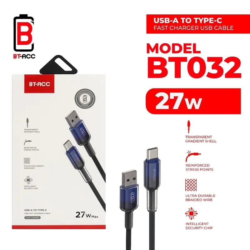 BT-ACC Kabel Data 27W USB-A to Type-C - BT032