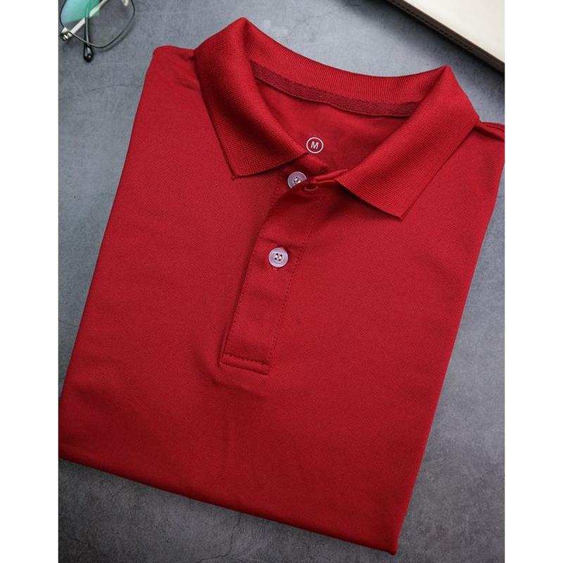 Áo thun polo nam nữ cổ bẻ HUTA PT011 màu đỏ đô, vải cá sấu 4 chiều, ngắn tay Menswear Top 1