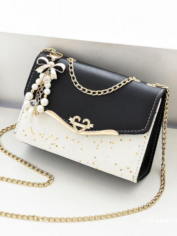 Women's Fashionable Bowknot Decorated Shoulder Bag,  Elegant Solid Color Crossbody Bag for Daily Used, Casual Trendy Versatile High-quality Daily Commuting Bag 4