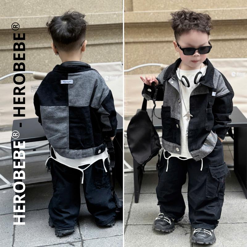 Áo khoác sơ mi jean bé trai chất bò mềm PHỐI MÀU phong cách Hàn Quốc, bền đẹp, thoáng mát đồ cho bé từ 6-35Kg by BÉ XÍU