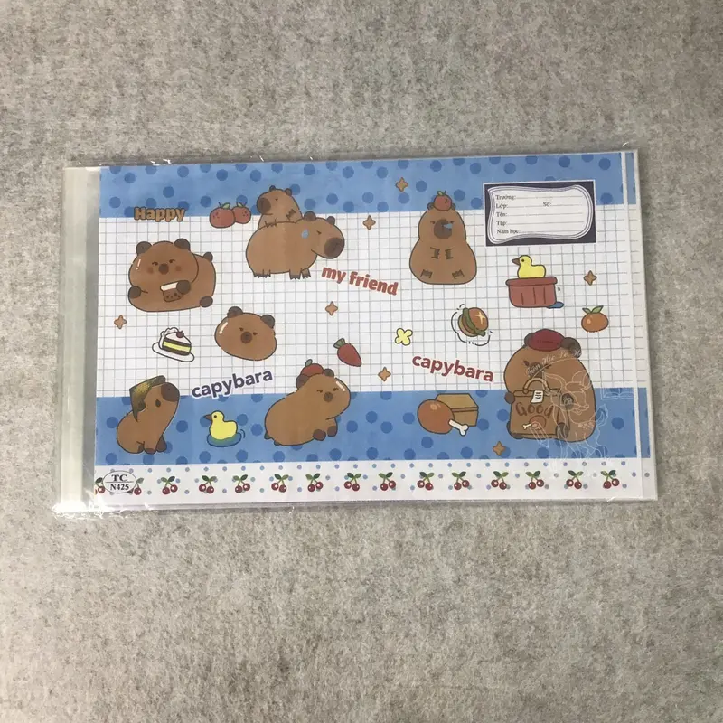Bìa bao tập tiện lợi bìa bao tập cute có sẵn bìa bao kiếng họa tiết  capybara (10 cái) 7