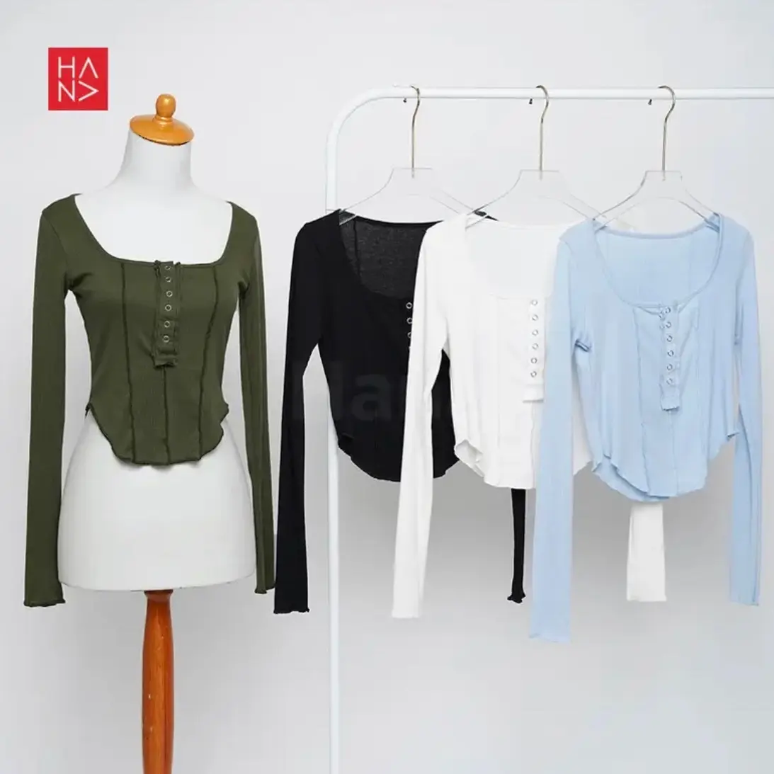 Nica Rib Long Sleeve Slim-fitting