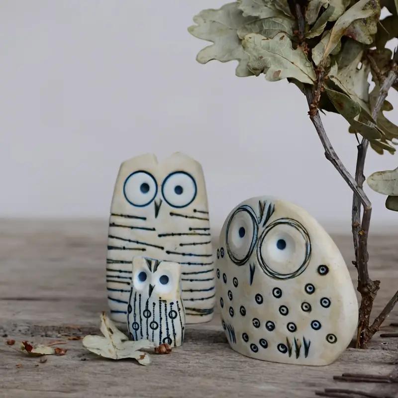 Owl Design Decorative Statue, 3 Counts/set Cute Owl Decoration Craft, Desktop Ornament for Home Office Bookshelf Decor 5