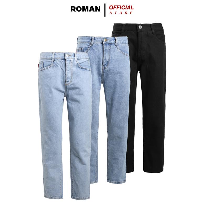 Quần jean baggy nam ống rộng suông đứng chất bò cao cấp ROMAN QJ03 suong 0