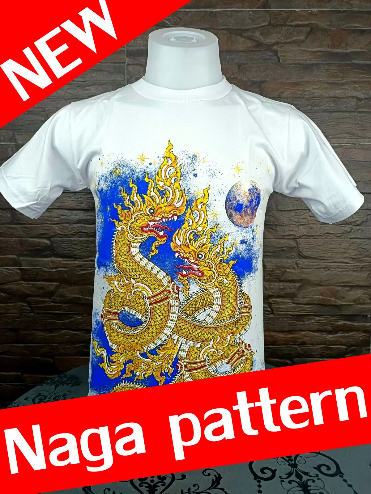 เสื้อยืด คอกลมแขนสั้น เสื้อยืดลายไทย ลายพญานาค สีขาว ใส่สบาย ใส่ได้ทั้งผญูิงและผู้ชาย ผ้าคอตตอน100% เนื้อผ้านุ่ม ใส่สบาย ลายพญานาคสวยๆ ใส่เที่ยวเท่ๆ Clothing Man