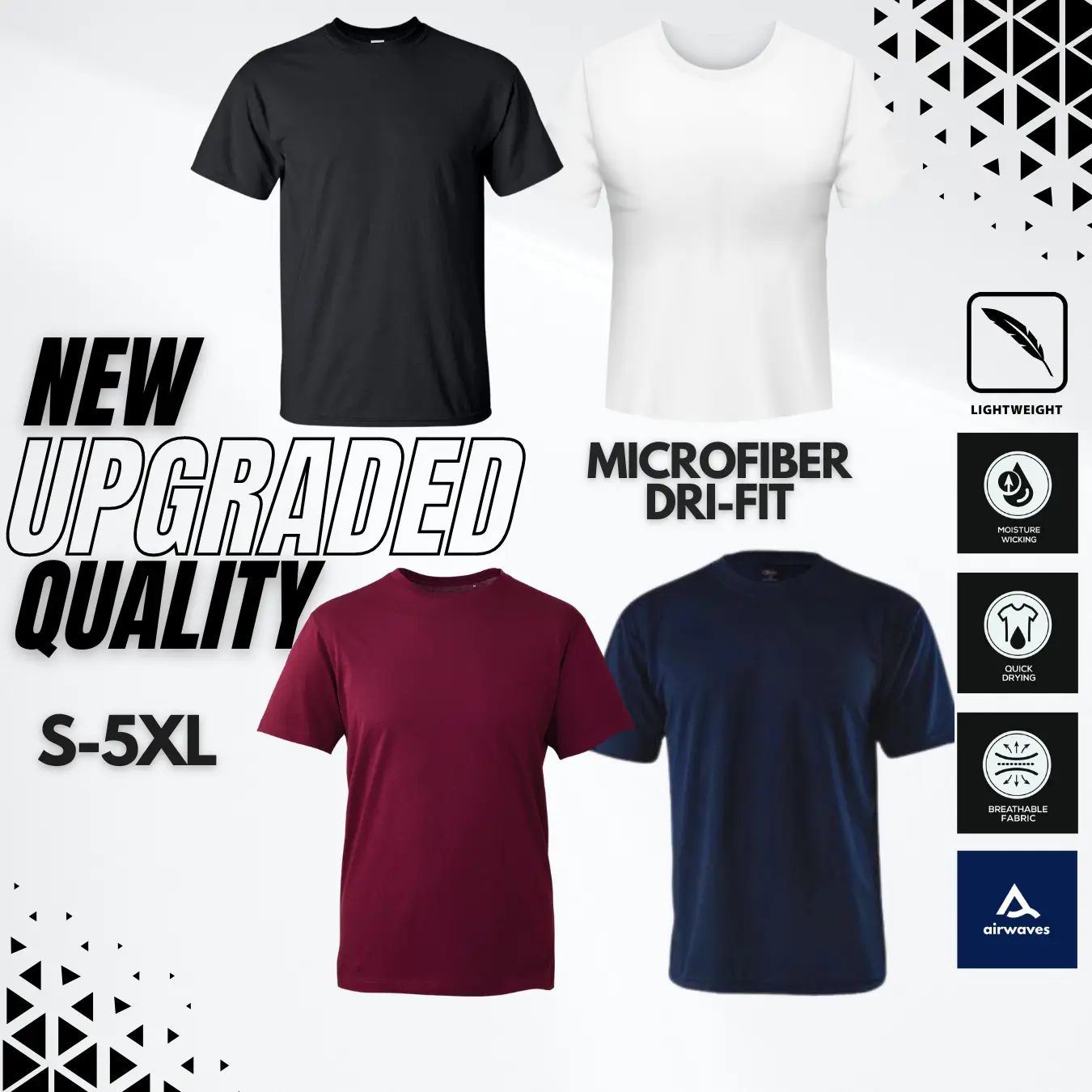 Airwaves Microfiber Dri Fit Round Neck High Quality T-Shirt S to 5XL