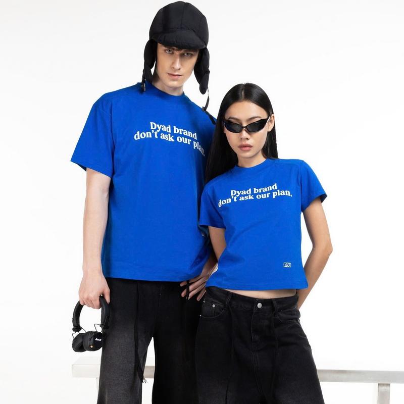  Áo thun boxy nam nữ và baby tee nữ in nổi cao thành chất liệu cotton 2 chiều 250gsm màu đen - xanh - trắng DYAD 