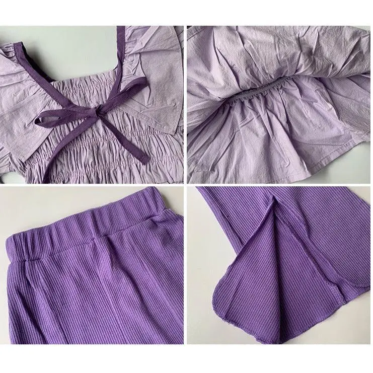 BABYHOKI STORE Usia 7 8 9 10 Tahun Baju Anak Tanggung Cewek [363620] - Setelan Blouse Lengan Balon Anak Perempuan - Motif Plain Rubber 4