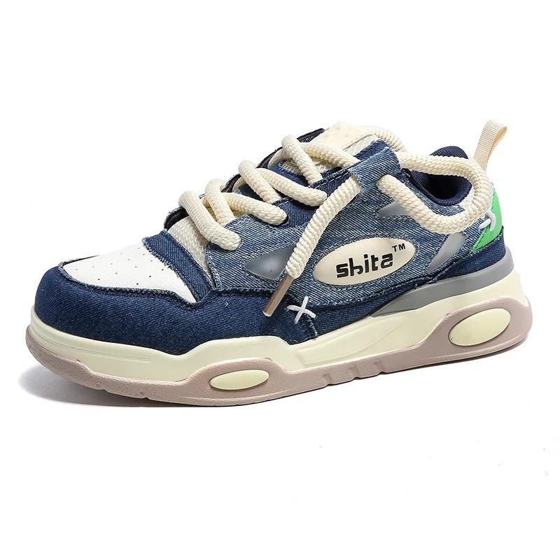 Lav MOQ Tilpass herremote Casual joggesko Kanin Denim Skinn Flate Skateboarding Løping Tursko for Herrer Guttesko_voghion.com