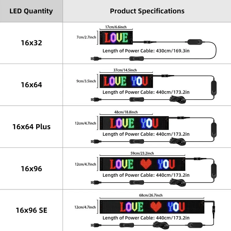 Flexible Matrix Pixel Light, RGB Scrolling Illuminated Signage, USB Powered Bluetooth-compatible Control LED Light, Novelty Lighting for Car & Store, Car Accessory 1
