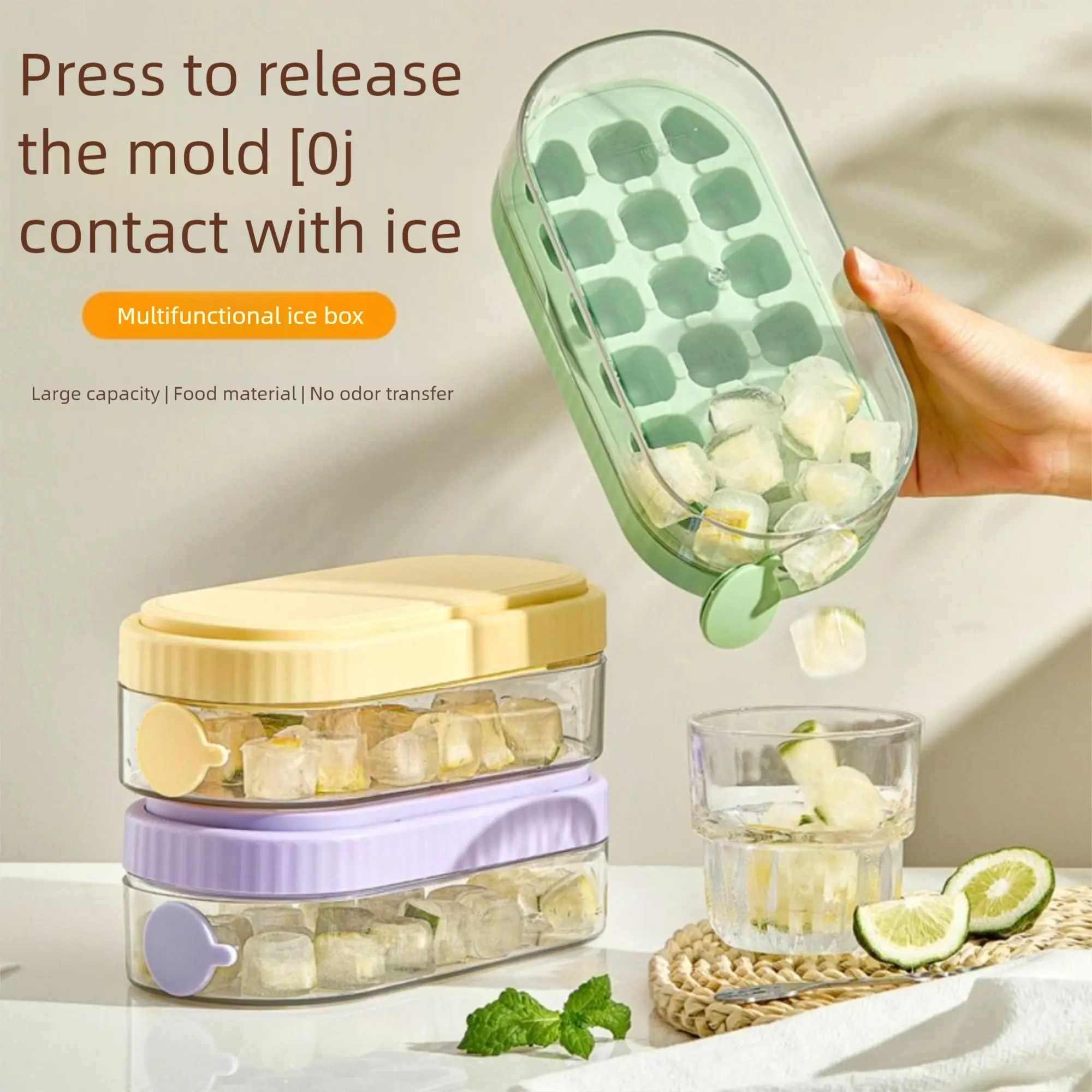 Reusable 2 in 1 Ice Cube Water Bottle 18 Grids Silicone Ice Cube Molds Creative Reusable Ice Cube Kettle Travel
