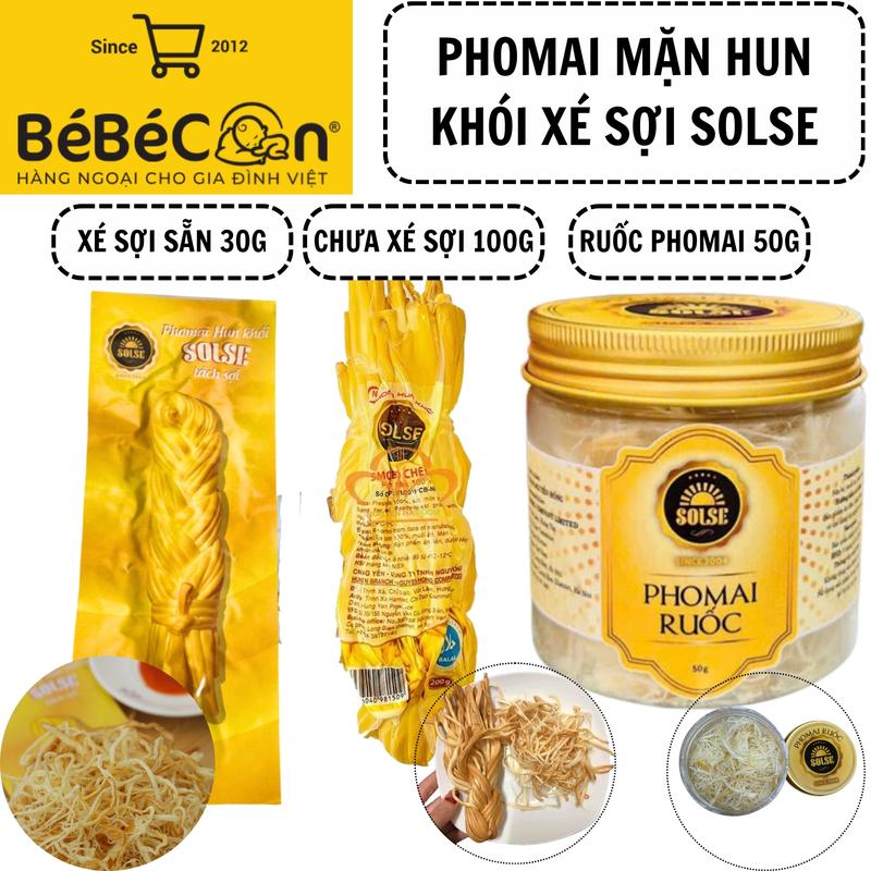 [COMBO 2] Phomai MẶN xé sợi hun khói Solse 100g Snack Food Ăn Vặt Chua Thức Ăn phô mai dây  hun khói Heo 0