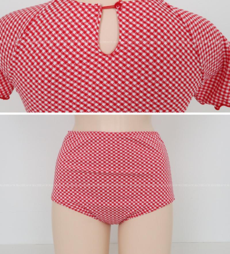 Product Introduction of 2025 Korean Style New Small Plaid Bikini Sexy High Waist Triangle Swimsuit Women 35