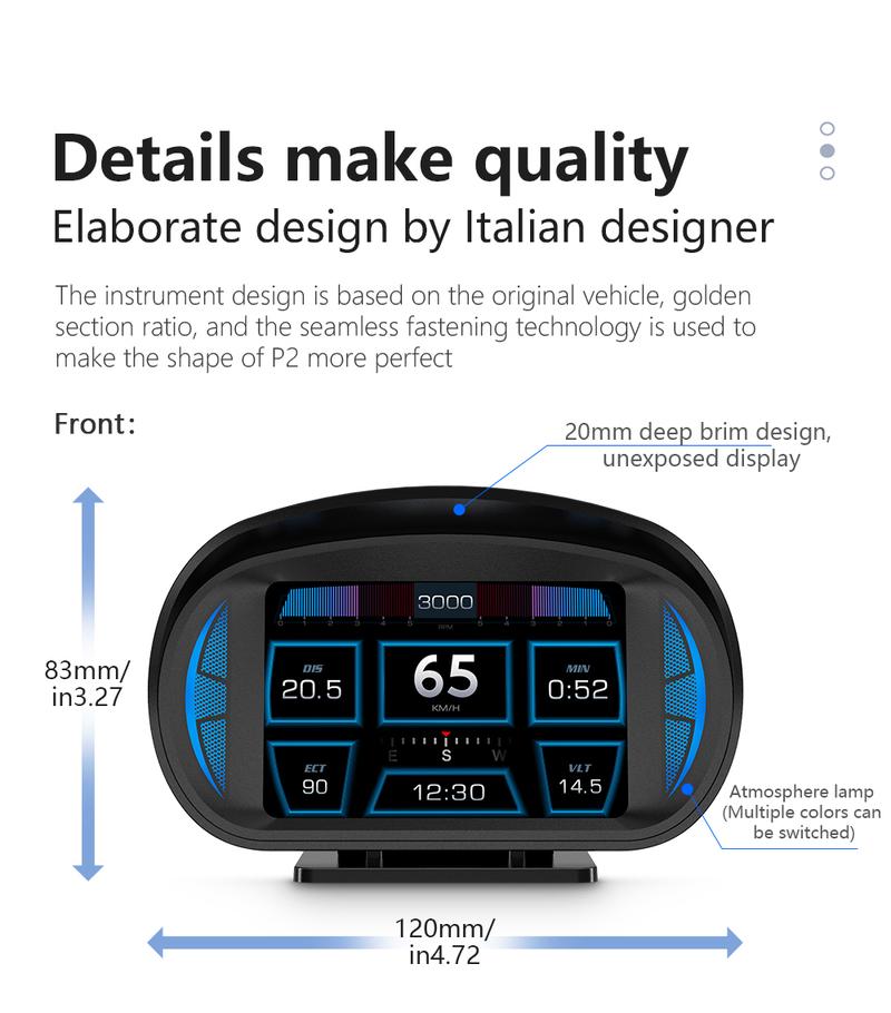 Product Introduction of Majesun P2 Car Digital Speedometer OBD2 GPS HUD Gauge Auto Display Alarm Water Oil Temperature Turbine Pressure on-board Computer 23