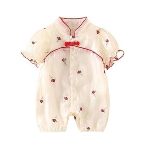 ชุดฤดูร้อนสำหรับเด็ก, ชุดจั๊มสูท, ชุดรอมเปอร์เจ้าหญิงสุดน่ารัก, เหมาะสำหรับทารกแรกเกิดและร้อยวัน, แขนสั้น, พระจันทร์เต็มดวง, เสื้อผ้าบาง, ชุดฤดูร้อน เด็กหญิง เด็กผู้ชาย