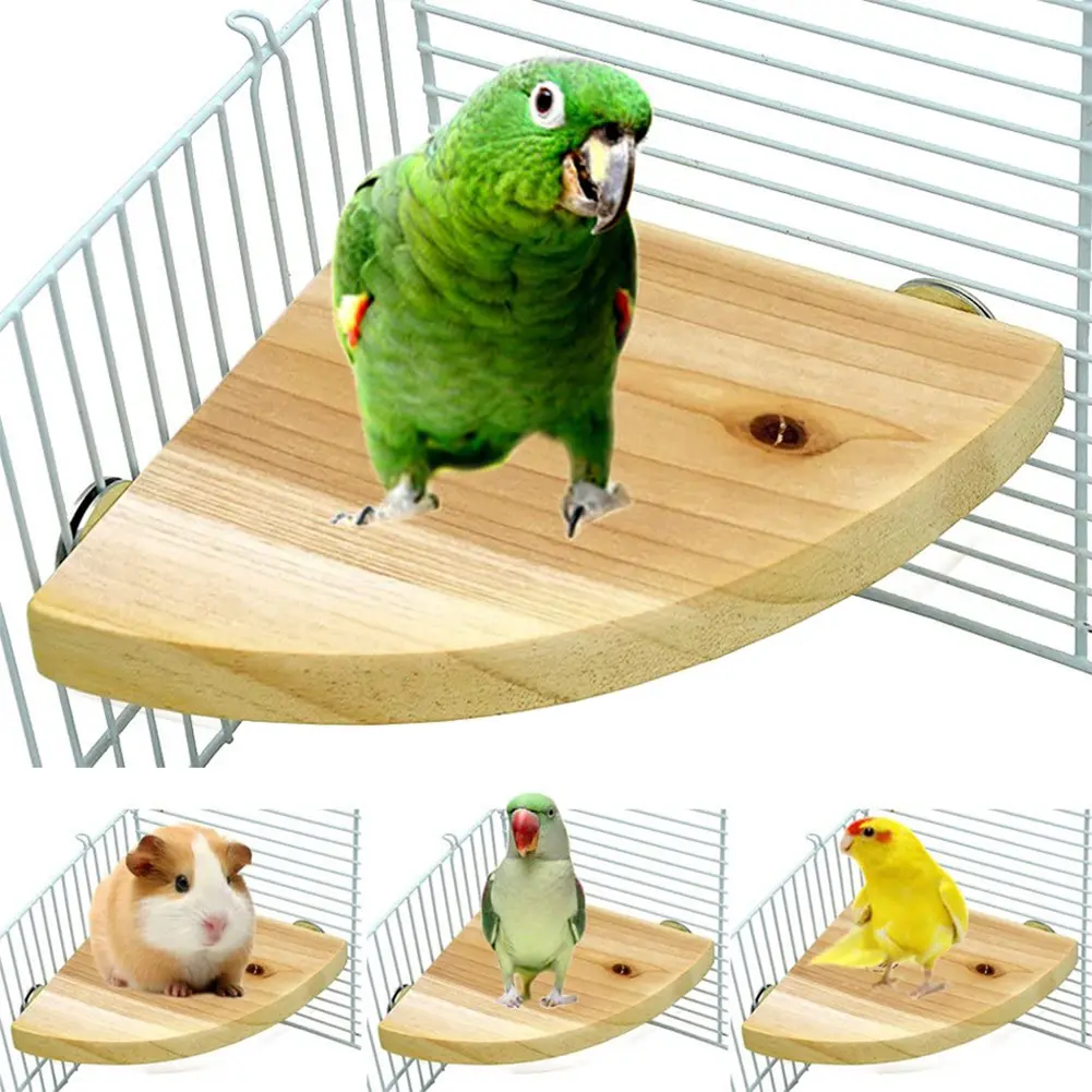 Bird Perches Platform Wood Parrot Standing Platform Stand Wooden Playstand Playground Cage Accessories Paw Grinding For Parakeet Cockatiel #436701