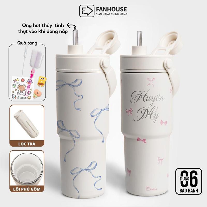 [Mẫu Mới T9/2024] Ly giữ nhiệt Simply dung tích 735ml chất liệu inox 316 phủ Sứ cao cấp Fan House khắc tên theo yêu cầu