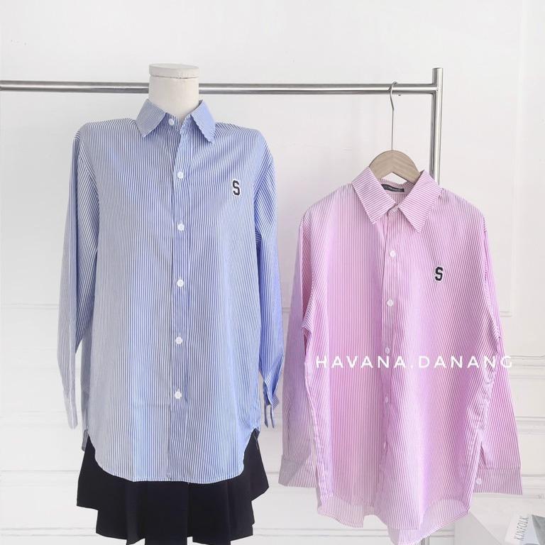 Áo sơ mi kẻ sọc dài tay thêu chữ S HAVANA BE192