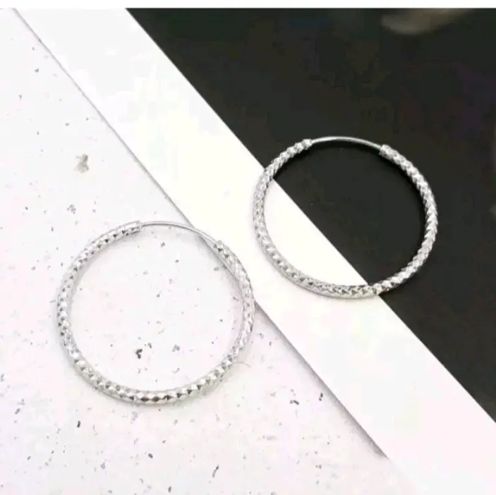 Anting bulat periasi siver pashion wanita titanium original 2